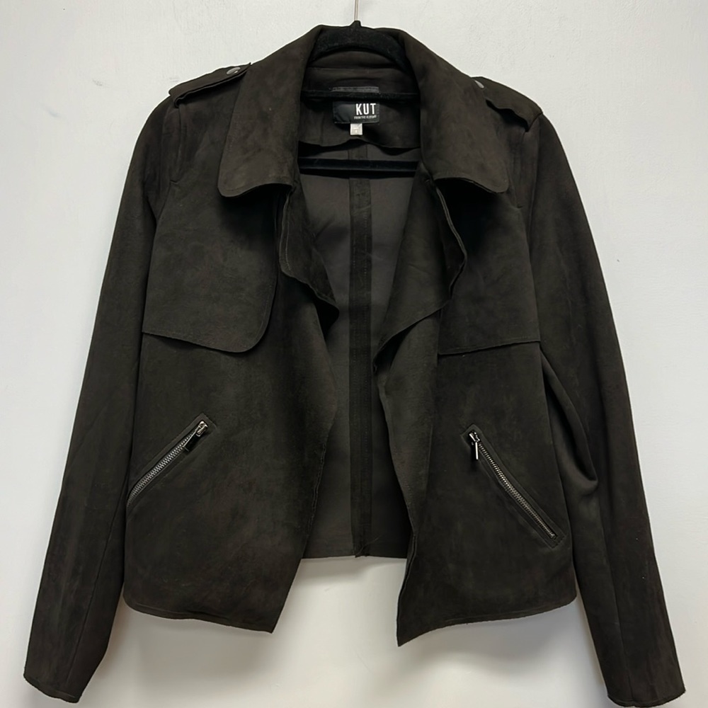KUT From The Kloth Faux Suede Open Waterfall Blazer/ Jacket Size Small